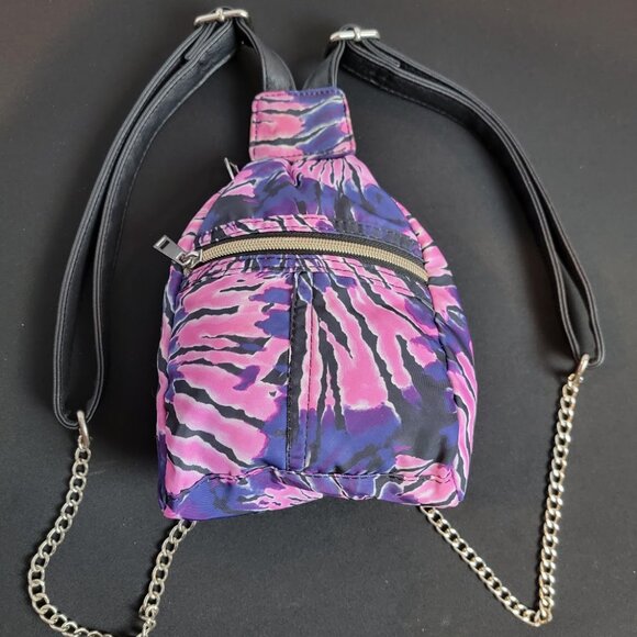 Purple & Pink Mini Backpack | Chain Strap Detail | Y2K Streetwear Style - Picture 3 of 8
